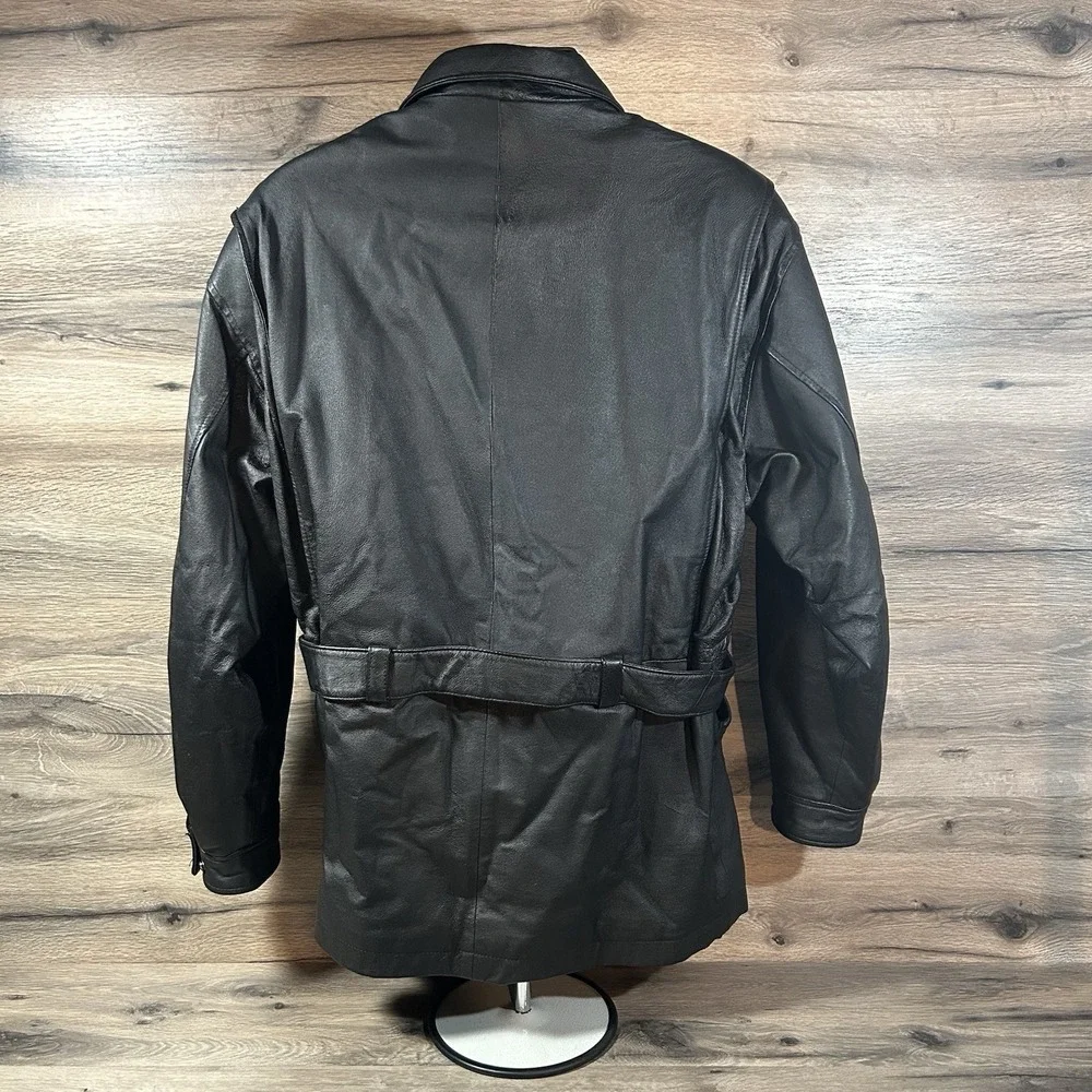 Vintage 1990s Black Soft Leather Pocketed‎ Jacket WILSONS Mens Small. Classic